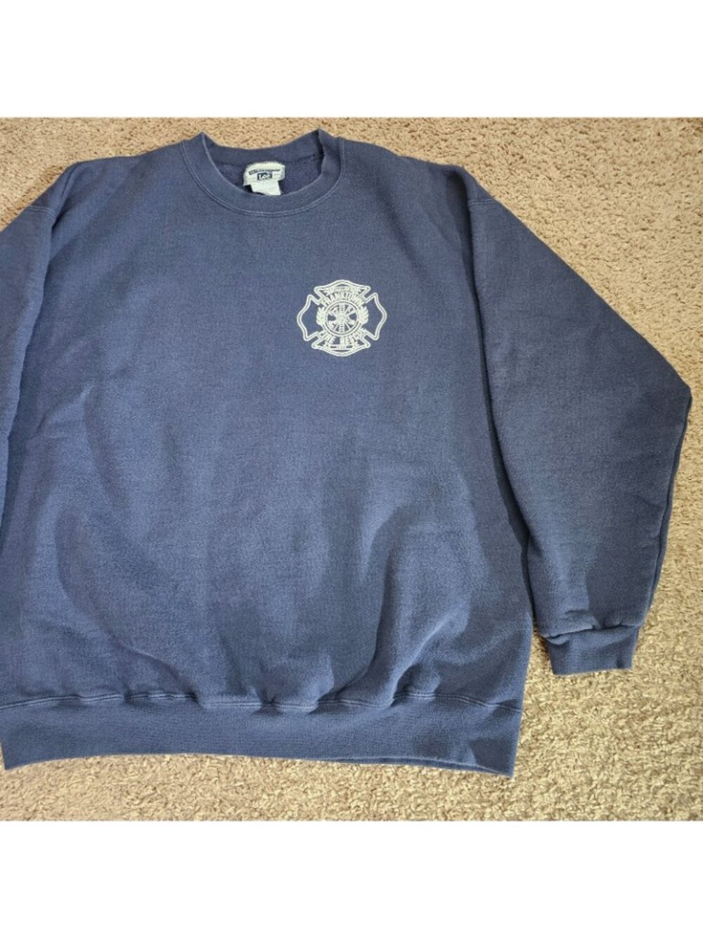 Vintage Lee Ultraweight Sweatshirt XL Blue Franktown Fire Rescue Firefighter - Picture 9 of 11